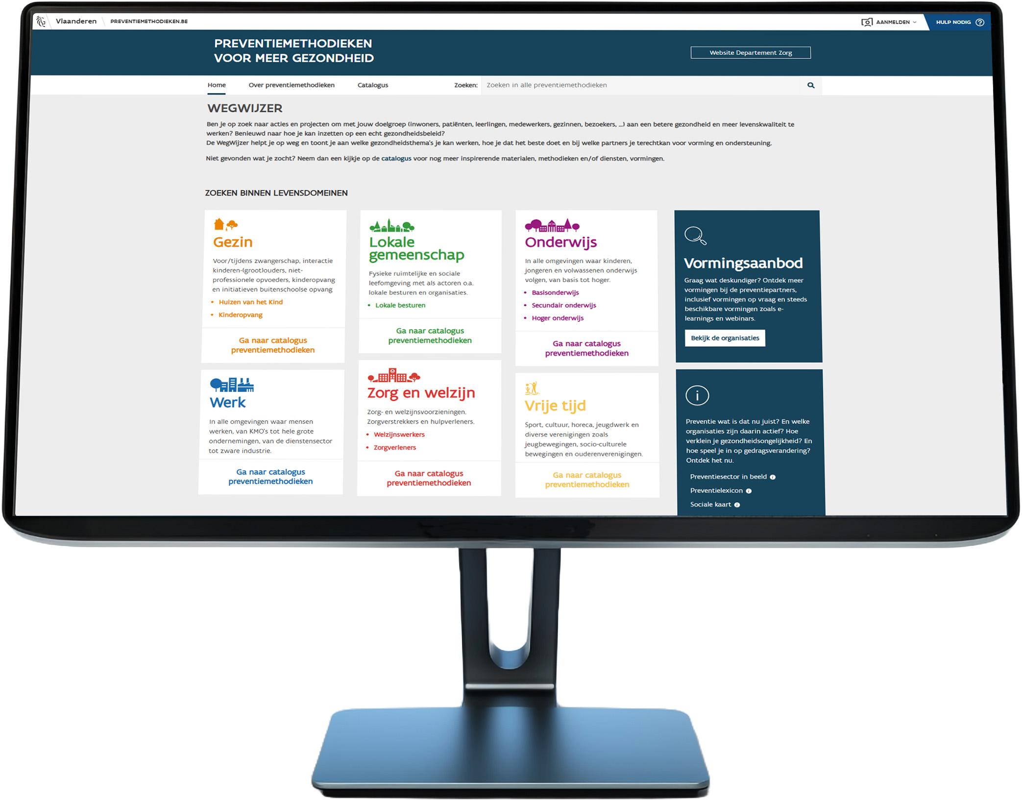Scherm met website van preventiemethodieken.be